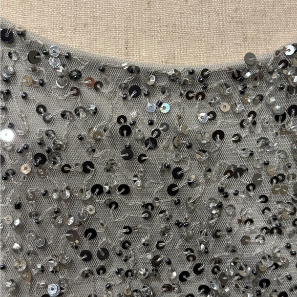 Aidan Mattox Silver Sequin Long Sleeve Gown - Picture 5 of 5